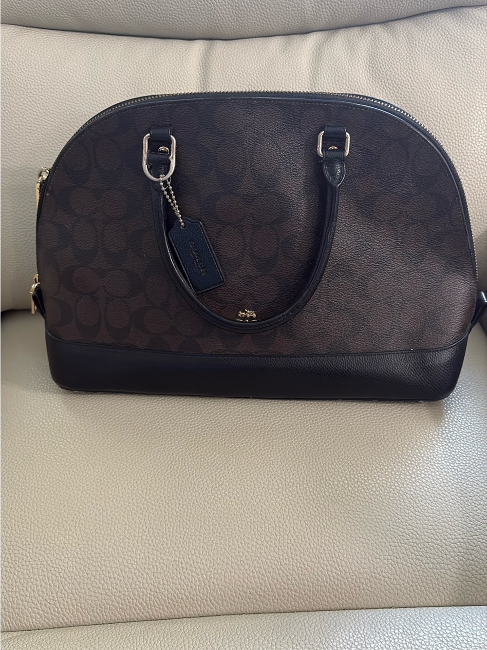 Coach Dark Brown Signature Dome Satchel
